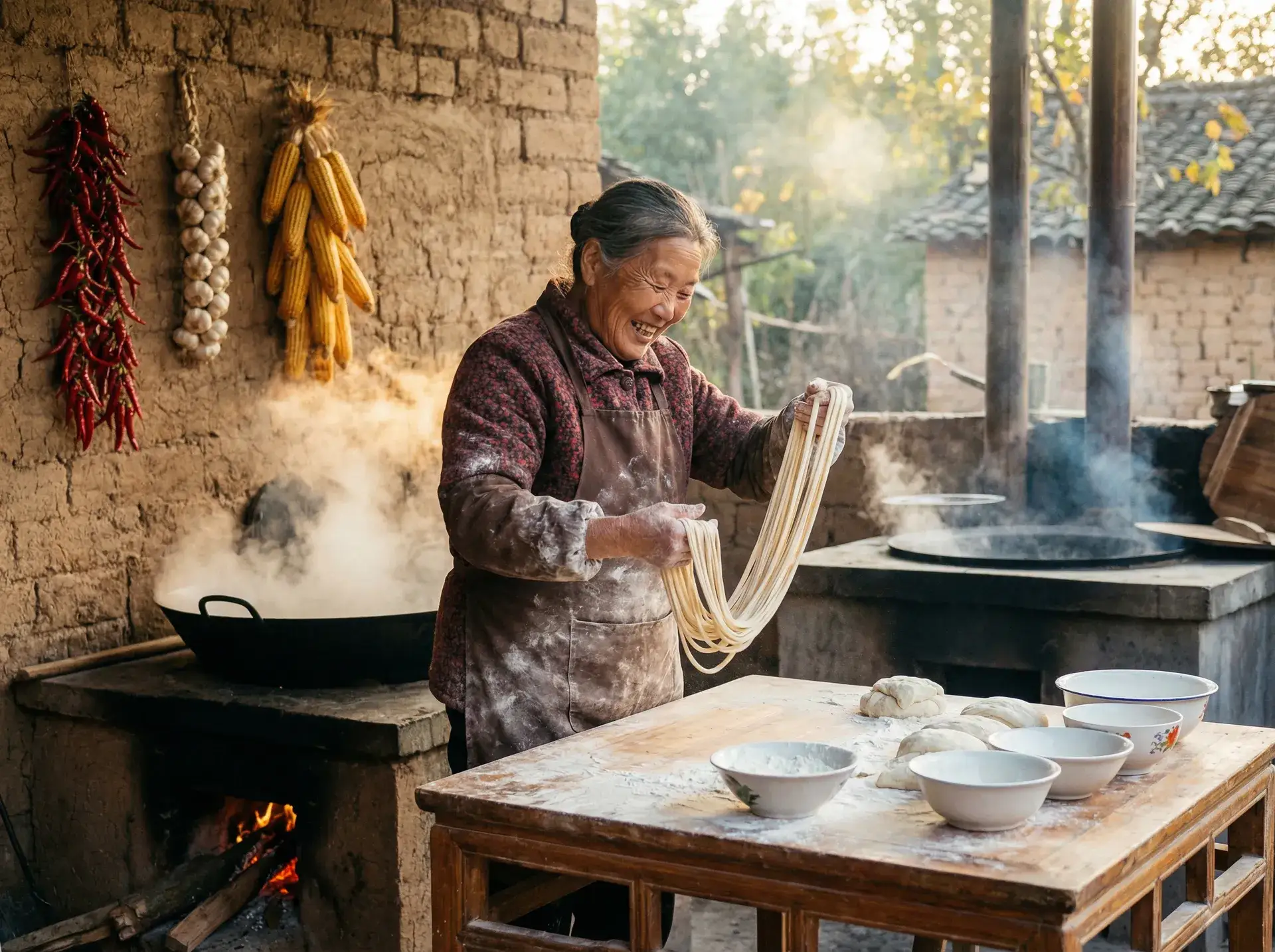 农家大嫂手擀面 - 穿越火线怎样卡箱子 乡村美食